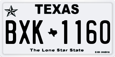 TX license plate BXK1160