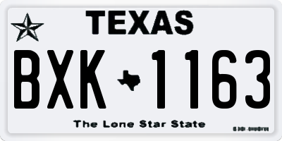 TX license plate BXK1163
