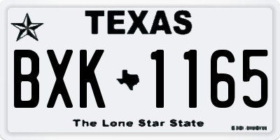 TX license plate BXK1165