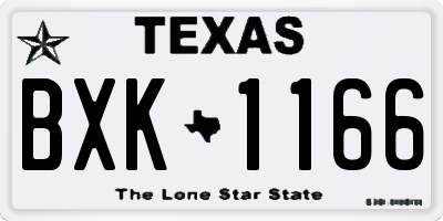 TX license plate BXK1166