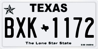 TX license plate BXK1172