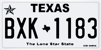 TX license plate BXK1183