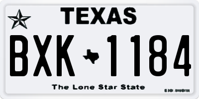 TX license plate BXK1184
