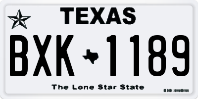 TX license plate BXK1189