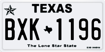 TX license plate BXK1196