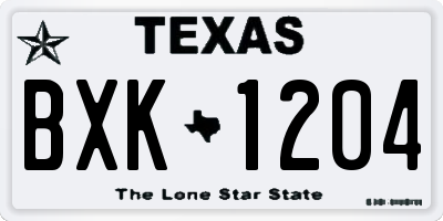 TX license plate BXK1204