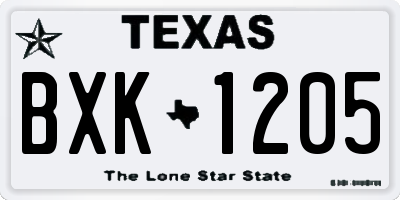 TX license plate BXK1205