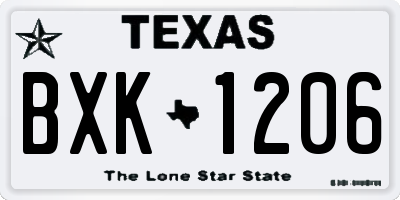 TX license plate BXK1206