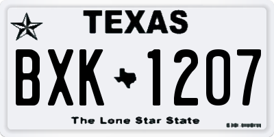 TX license plate BXK1207