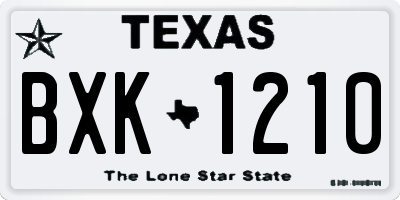 TX license plate BXK1210