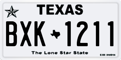 TX license plate BXK1211