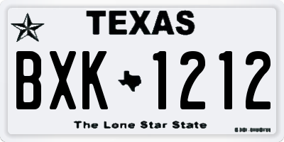 TX license plate BXK1212