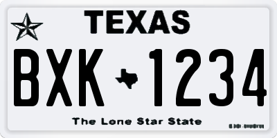 TX license plate BXK1234