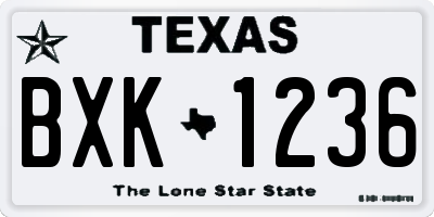 TX license plate BXK1236