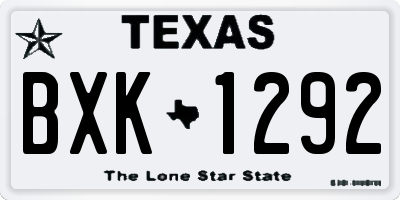 TX license plate BXK1292