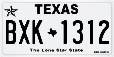 TX license plate BXK1312