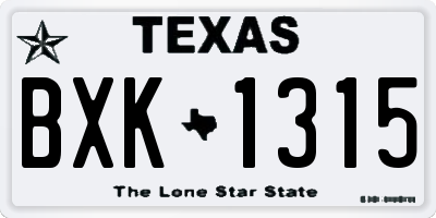 TX license plate BXK1315