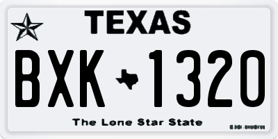 TX license plate BXK1320