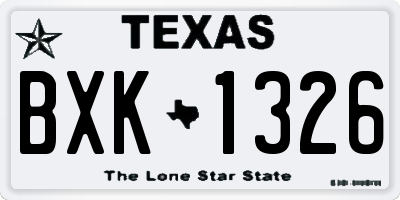 TX license plate BXK1326