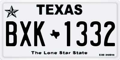 TX license plate BXK1332