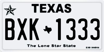 TX license plate BXK1333
