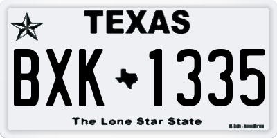 TX license plate BXK1335
