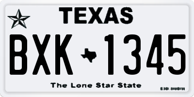 TX license plate BXK1345