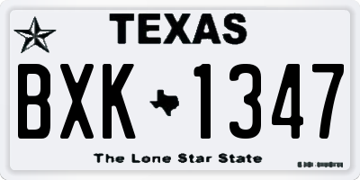 TX license plate BXK1347