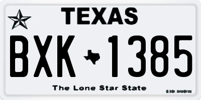 TX license plate BXK1385