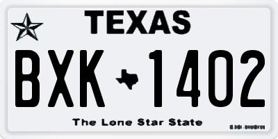 TX license plate BXK1402