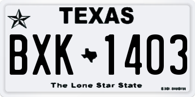 TX license plate BXK1403