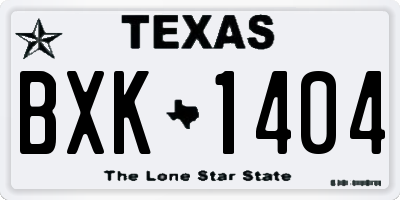 TX license plate BXK1404