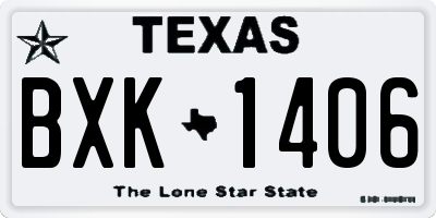 TX license plate BXK1406