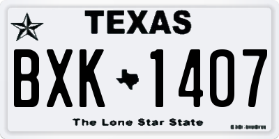 TX license plate BXK1407