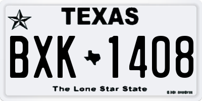 TX license plate BXK1408