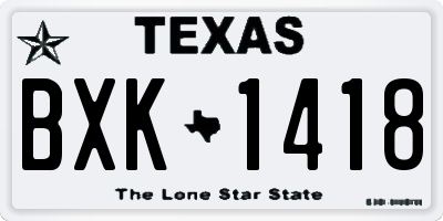 TX license plate BXK1418