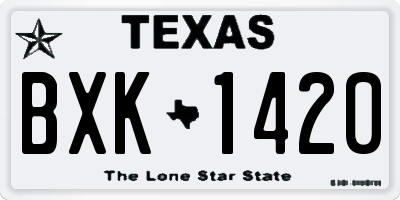 TX license plate BXK1420
