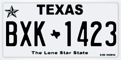 TX license plate BXK1423