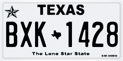 TX license plate BXK1428