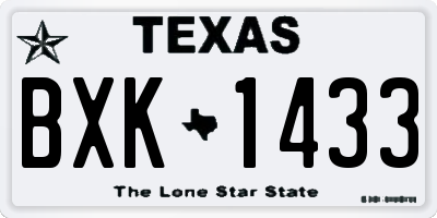 TX license plate BXK1433