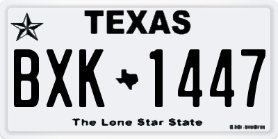 TX license plate BXK1447