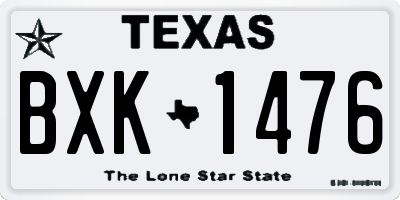 TX license plate BXK1476