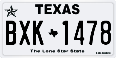 TX license plate BXK1478