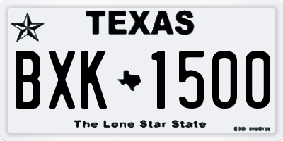 TX license plate BXK1500