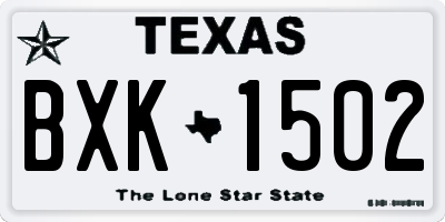 TX license plate BXK1502