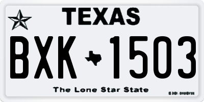 TX license plate BXK1503