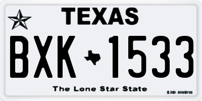 TX license plate BXK1533