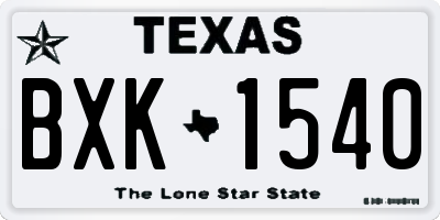 TX license plate BXK1540