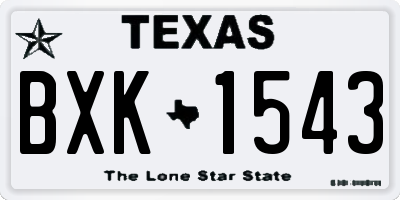 TX license plate BXK1543