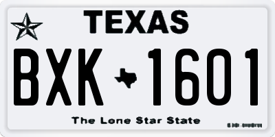 TX license plate BXK1601